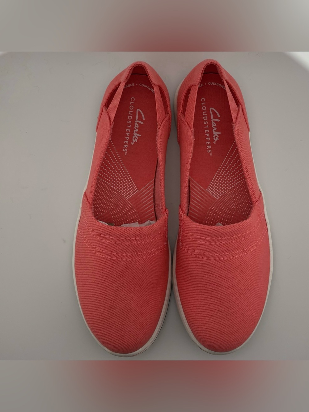 Clarks Coral Pink Canvas Slip-On Sneakers